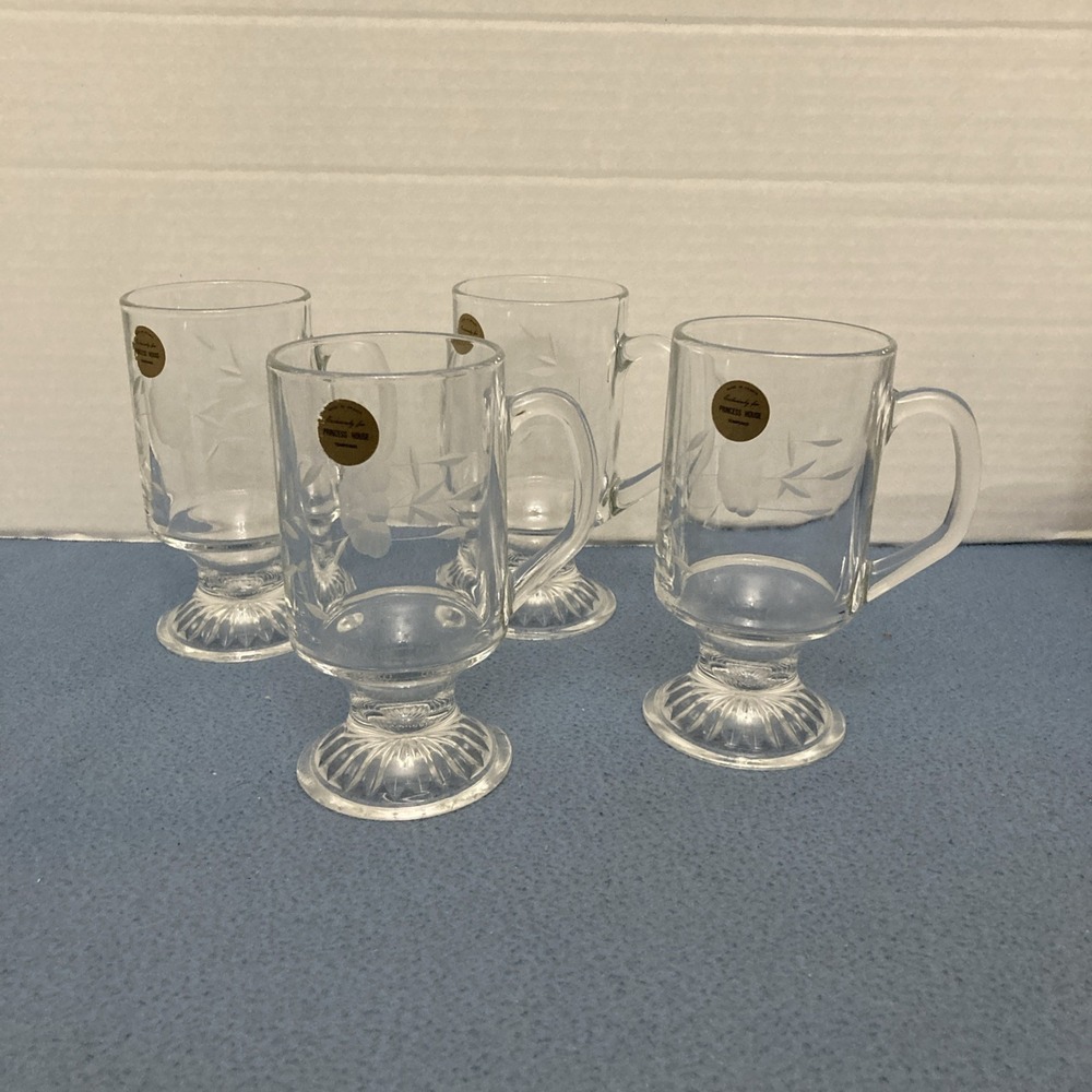 VTG Princess House Crystal Heritage Floral Pattern Irish Coffee Glass Mug - 4